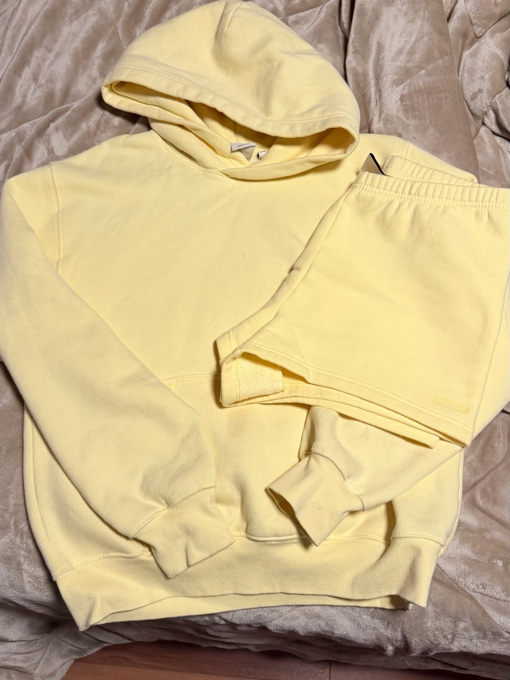 Aritzia Cozy Yellow Hoodie & Shorts Set
